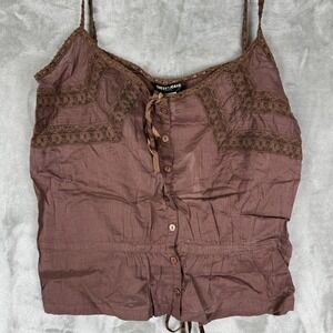 Guess Jeans Brown Lace Trimmed Camisole Tank Top M